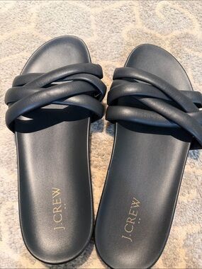 J. Crew Black Braided rubber  Slide Sandals